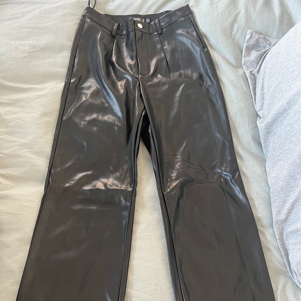 Missguided Flare Black Leather Pants